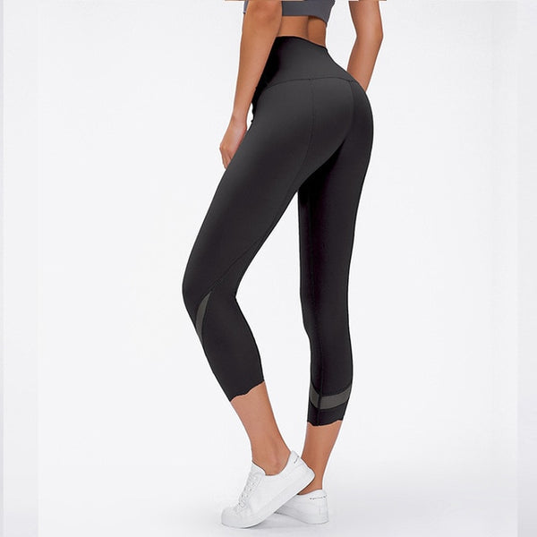 WORKOUT CROPPED HIGH RISE CAMO MESH LEGGINGS