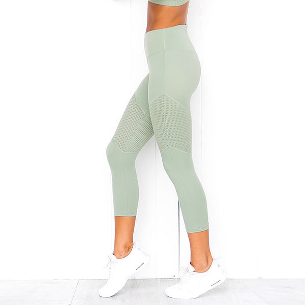 HIGH RISE CROPPED MESH WORKOUT LEGGINGS